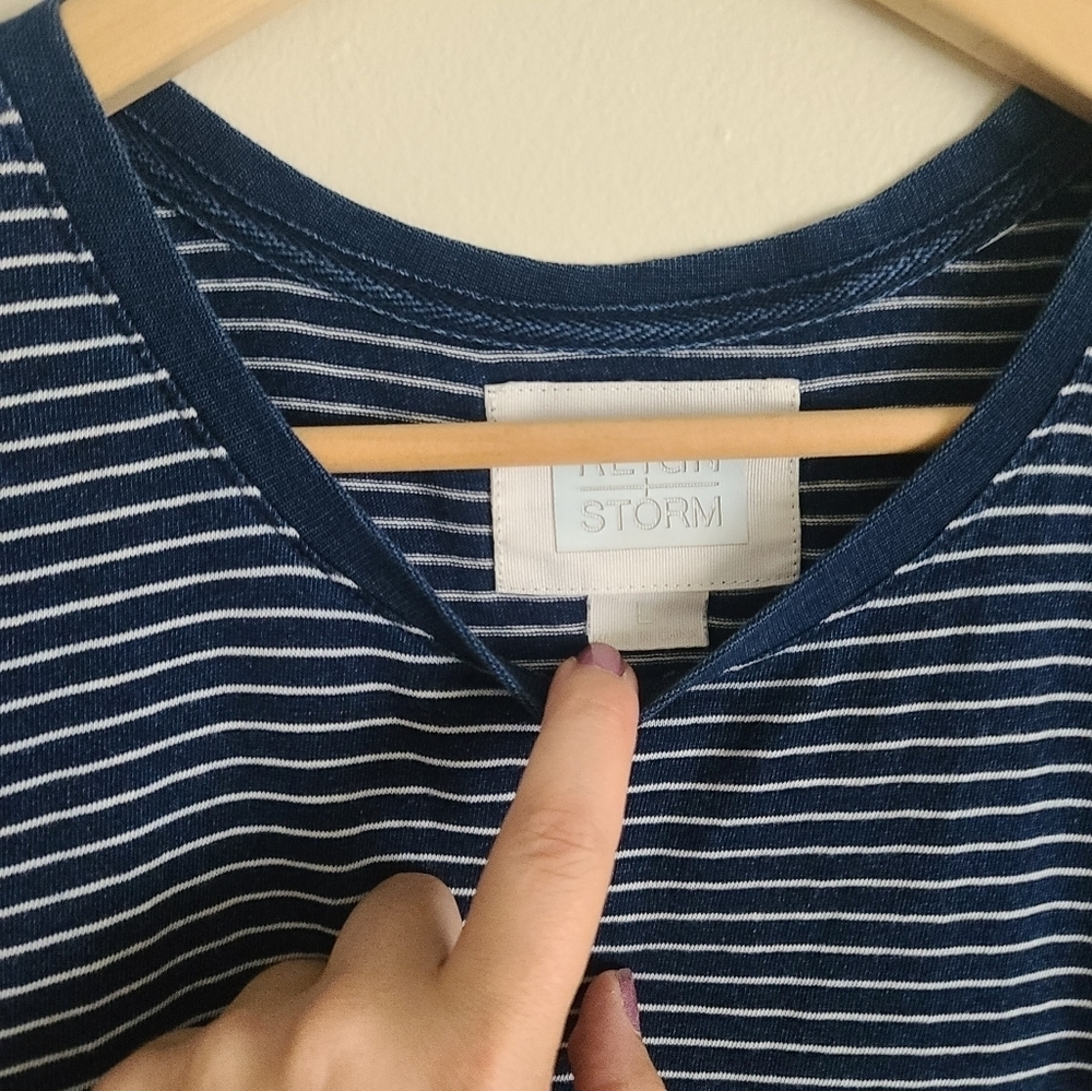Reign +Storm blue and white stripped shirt dress size L - Picture 7 of 7